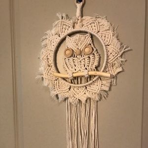 Handmade owl macrame wall hang